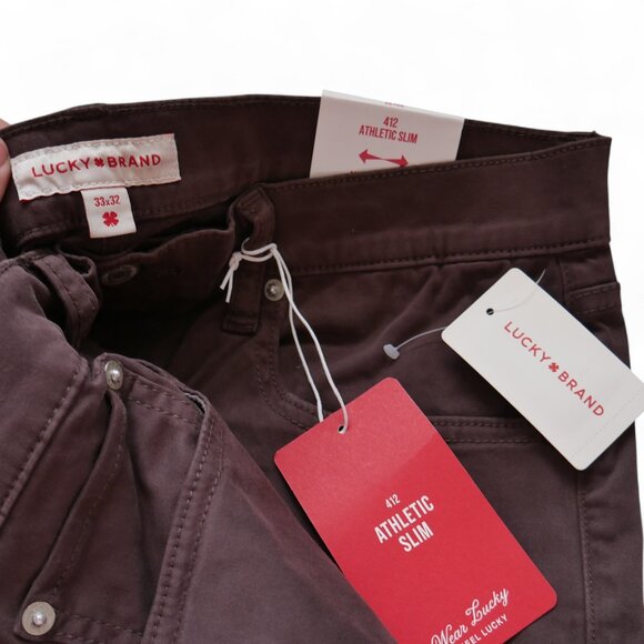 Lucky Brand 412 Sateen Jean Pants Men's Size 33x32 Athletic Fit Slim Leg NWT - Picture 6 of 8